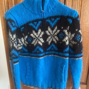 American Eagle Outfitters Blue and Black Patterned Sweater